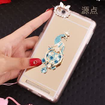 小米红米3手机壳redmi 3手机保护套hongmi吊绳miui软外3带钻潮女 湖蓝