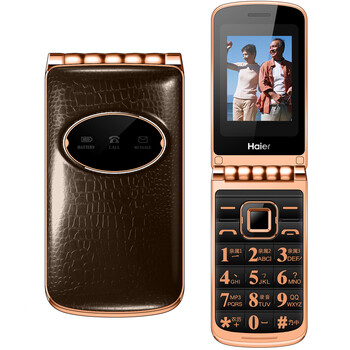海尔（Haier）HG-A310 移动/联通2G 双卡双待 翻盖老人手机 备用机 咖啡色