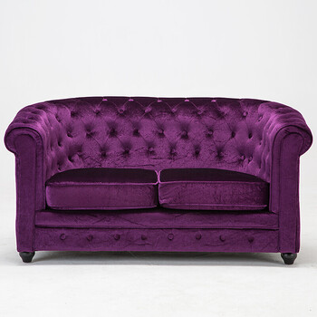 客厅沙发组合单双人沙发皮艺休闲会所酒店咖啡沙发椅欧式 绒布紫色