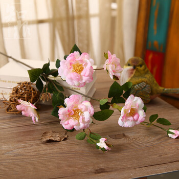仿真花卧室客厅装饰布艺 绢花冰山月季假花软装室内摆设花卉 粉红色
