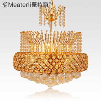 蒙特丽 金黄色水晶吊灯94036-500 豪华餐厅灯客厅灯卧室灯具(B) 大号 500*500mm