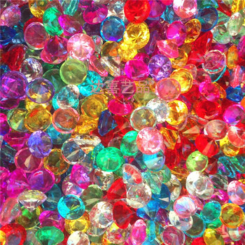 20mm七彩钻石柜台摆件婚庆水晶钻塑料钻儿童宝石幸运石100颗/包 混色