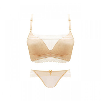 内衣夏季聚拢无钢圈防走光胸罩小胸厚款性感露背无痕 肤色套装 36/80a