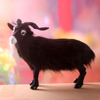 仿真山羊玩具动物模型场景小山羊摆件羊羔工艺品家居装饰 黑色1只35*