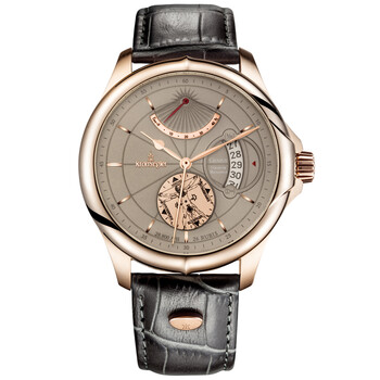 坤格(kronsegler)手表德国品牌男士皮带镂空防水自动机械表 灰盘玫瑰