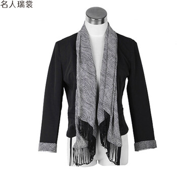 名人瑞裳2015秋季新款撞色外套 2656 黑色 XXL