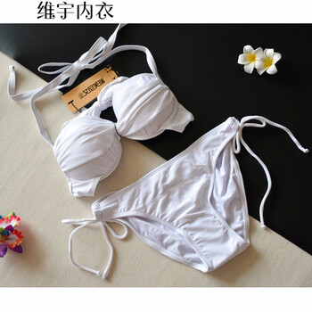 内衣 泳衣 途自在(tuzizai) 经典韩版可调节纯色比基尼钢托聚拢泳衣
