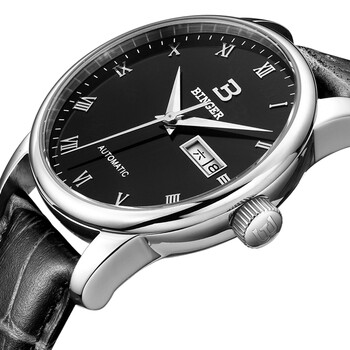 宾格(binger)机械表手表腕表全自动机械表男士手表时尚休闲精钢日历