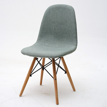 布艺布椅 餐厅椅电脑办公椅包布软包实木腿创意彩色椅升降 湖蓝色