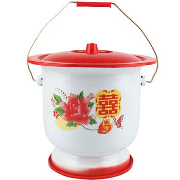 防滑老式高脚搪瓷痰盂 矮痰桶老人儿童痰盂尿盆消毒便盆坐便桶 成人大红婚庆痰盂喜庆痰盂 28cm带提手花兰痰盂+盖【图片 价格 品牌 报价】-京东