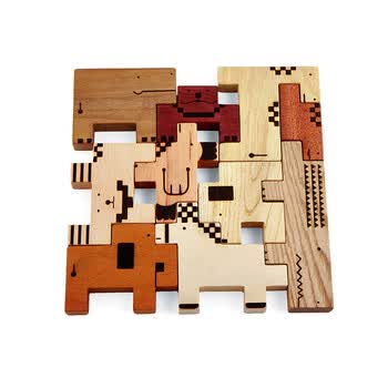 苏索力(soopsori) 动物立体拼图积木木质儿童拼图宝宝益智玩具 3-6岁