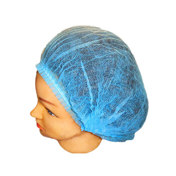 一次性帽子无纺布帽子防尘厨房无菌手术双筋条形帽c 19英寸蓝色