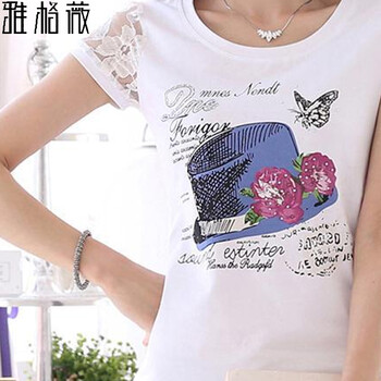 
                                        俪韵小屋短袖t恤女纯白色夏季半袖tshirt圆领nv修身蕾丝拼接上衣919 白色 M                