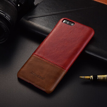 晶罡 小米6手机壳真皮小米6纤薄真皮撞色手机保护套商务潮壳 红色