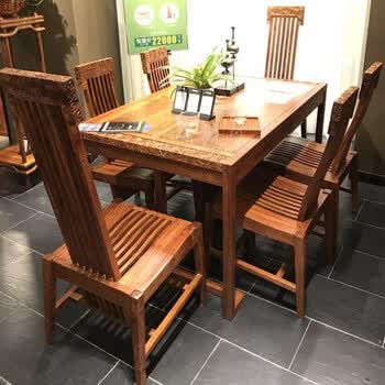 新中式餐桌 荣麟京瓷苏梨家具 餐厅1桌6椅组合家具 餐桌()