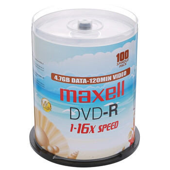 
                                                                                麦克赛尔（maxell）DVD-R光盘 刻录光盘 光碟 空白光盘 M2系列16速4.7G 珍珠白桶装100片                