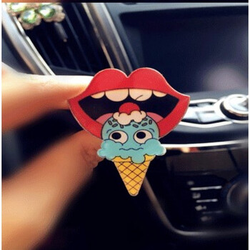 汽车车载摆件空调香水夹出风口创意可爱个性化卡通装饰品 大嘴巴雪糕