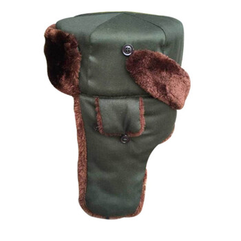 怀旧经典老式传统军绿色护耳解放帽子冬季棉帽 普通加厚军绿帽粽色毛