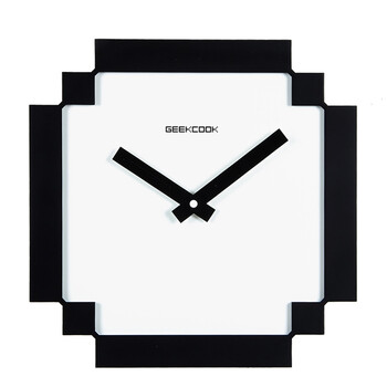 
                                        极客库 GeekCook 黑白像素 简洁静音时钟 客厅办公室钟表                