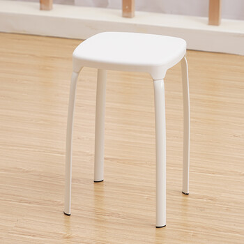 塑料凳子加厚简约现代餐凳圆凳时尚家用凳折叠凳方凳zh 纯白色方凳
