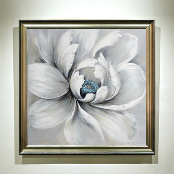 现代简约客厅装饰画手绘立体油画百合花卉抽象餐厅卧室挂画壁画 zn124