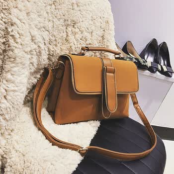 大包包女2017秋冬新款欧美时尚单肩包复古百搭手提包休闲斜跨包潮 浅