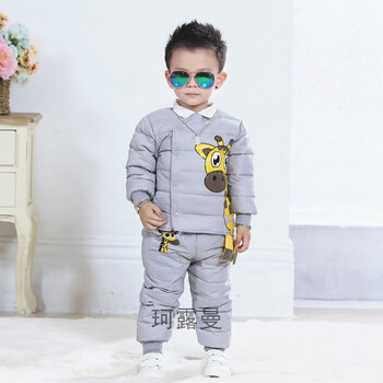 新品儿童装羽绒服外套 123岁男宝宝秋冬装羽绒内胆两件套装女加厚 浅