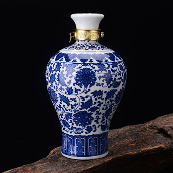 景德镇2斤3斤5斤装陶瓷酒瓶 青花瓷串子莲梅瓶 密封酒具 空酒坛子 a款