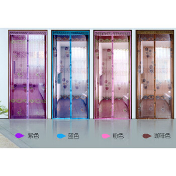窗帘 窗纱夏季防蚊门帘加密纱窗沙门免穿磁条软纱门 防蚊门帘-咖啡色（鸟扣款）免穿磁条防蚊门 绿色