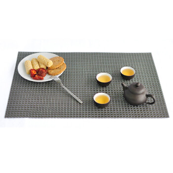 HHFA 欧式PVC西餐垫 塑料餐垫桌垫隔热垫 餐桌碗垫盘子垫 小格纹-银色