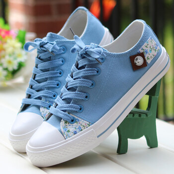 女鞋韩版春夏百搭少女帆布鞋单鞋高中学生平底球鞋透气潮 r2165浅蓝色