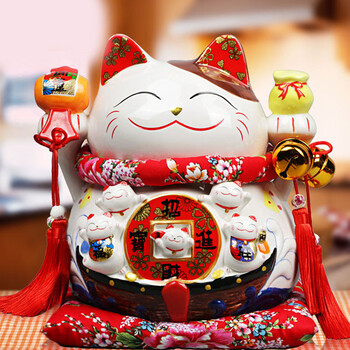 斐文 招才猫摆件 开业大号店铺礼品 创意发才陶瓷存钱罐rm 号招才进宝