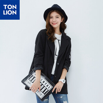 唐狮（TonLion）2015 加长休闲西装外套 黑色 S