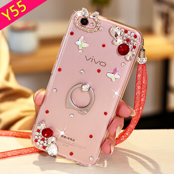 vivoy55手机壳viv0y55a硅胶套y55l水钻挂绳vovi丫55硅胶软viviy女 红
