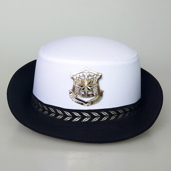 女式交通帽子白色卷边帽女士保安帽子女警帽海军帽水手帽飞行员帽