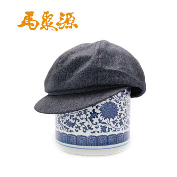 马聚源帽子男秋冬款男士户外休闲纯羊毛八角帽画家帽 格呢八角有沿