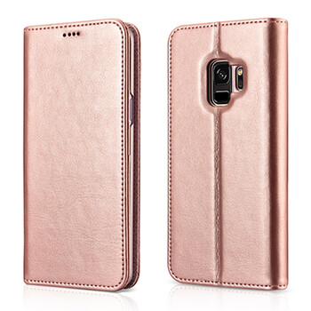 壳保护皮套奢华定制头层牛皮真皮翻盖带卡槽全包皮套男女款 迷情粉