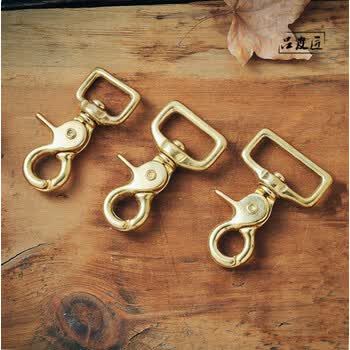 手工皮具皮艺龙虾扣 diy纯黄铜钩扣 包带配件扣 钥匙带扣 尾环内径