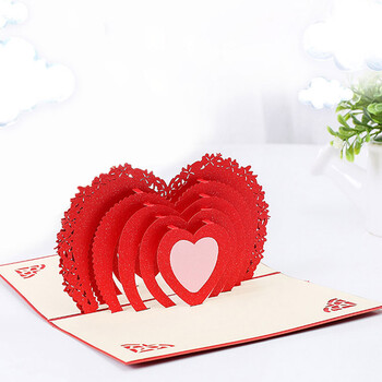 生日礼物韩版创意3d立体贺卡 手工祝福折叠纸雕小卡片 520小礼品 爱心
