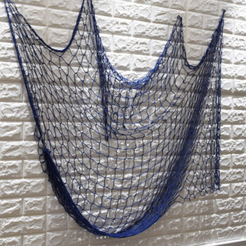 网格照片墙 装饰悬挂渔网纸相框diy相片墙麻绳夹子挂墙 1米*2米 蓝色