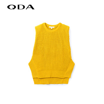 QDA品牌女装秋冬时尚纯色针织马夹39614901 深蓝 L
