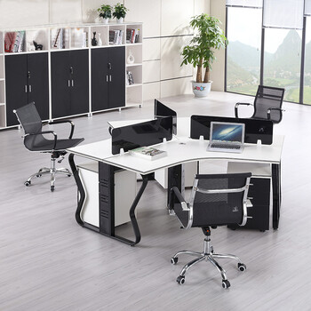 职员办公桌2/4/6人电脑桌工作位 屏风隔断多人办公室桌椅组合 三人位