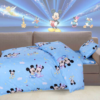 幼儿园被子三件套 纯棉被褥 夏被儿童棉花含芯全棉床品1 蓝色米奇