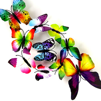 仿真蝴蝶磁性墙贴装饰立体冰箱贴磁贴婚庆装饰磁铁吸铁石 缤纷彩虹色