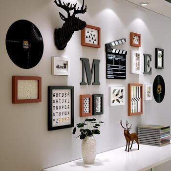 相框相片照片实木照片墙木质相框壁画房间壁饰中式背景木框相片装饰画