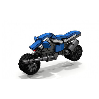 迷你战斗摩托车 乐高式积木 蓝色