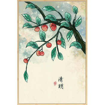 客厅装饰画沙发背景墙中国风挂画三联卧室餐厅墙壁画 dyk6128-s 清明