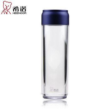 
                                        希诺随手杯 塑料杯太空杯男女士水杯便携茶杯 带盖杯子 蓝色 405ML                