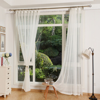 十字麻纱阳台纱纯白色纱帘客厅窗帘成品棉麻窗纱定制飘窗