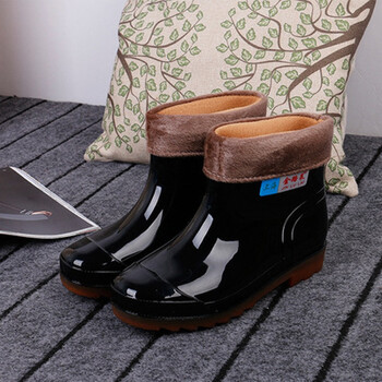 水靴 男男短筒长筒插秧靴高帮劳保工矿水靴防滑雨靴雨鞋 黑色 41